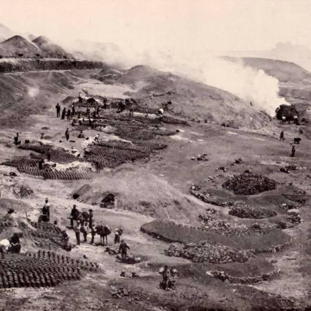 Calcination grounds where the copper pyrites were heap roasted to burn off the sufphur