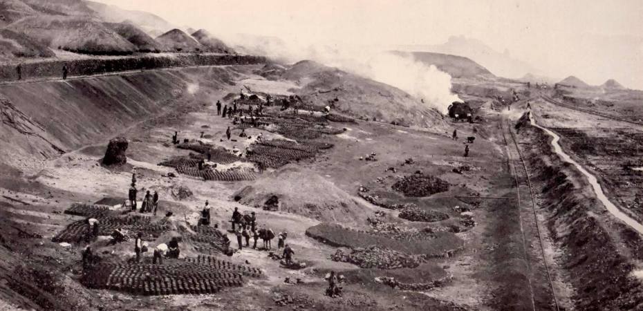 Calcination grounds where the copper pyrites were heap roasted to burn off the sufphur