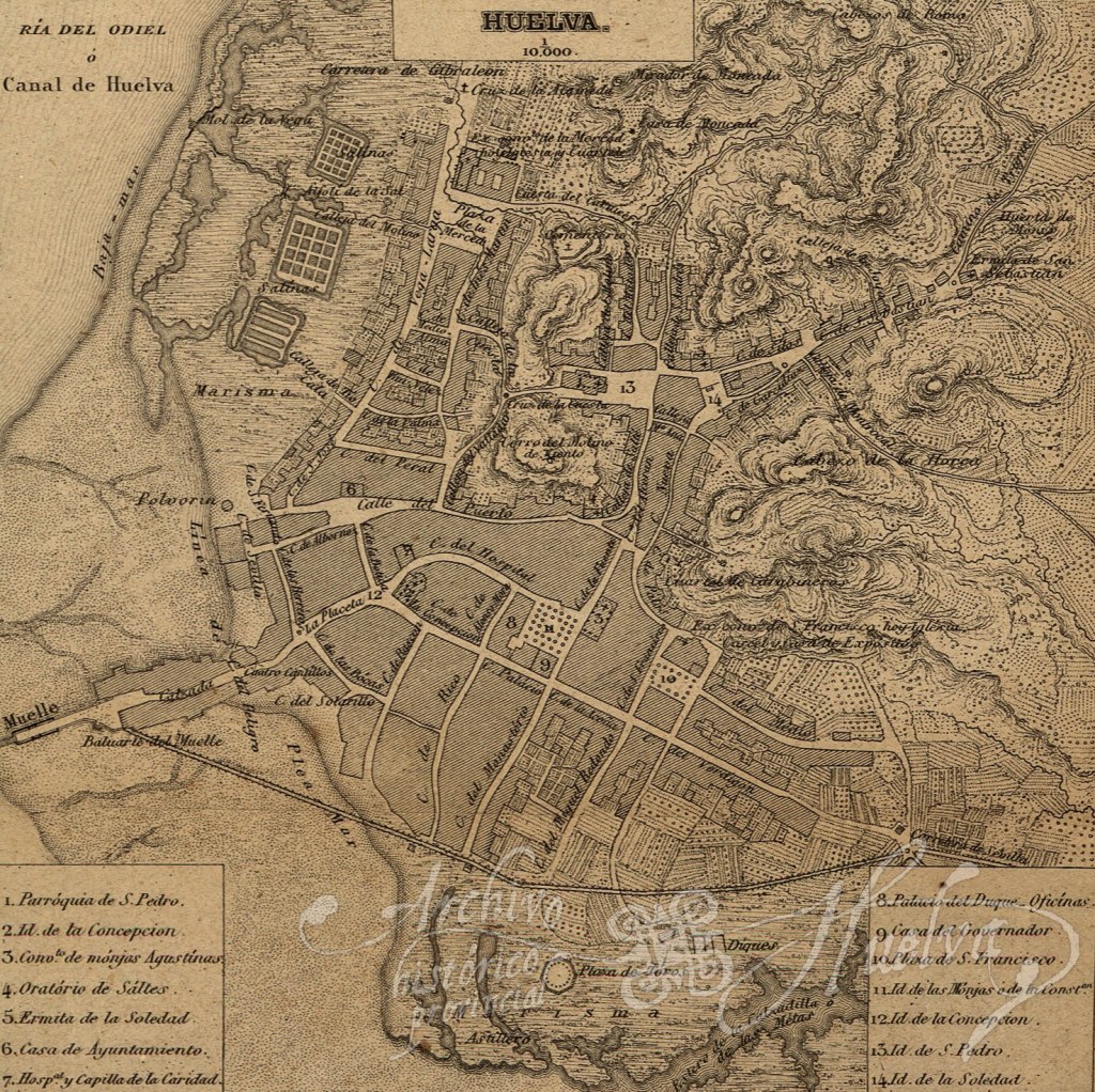 Map of Huelva before the arrival of the British mining companies, probably 1860s or earlier