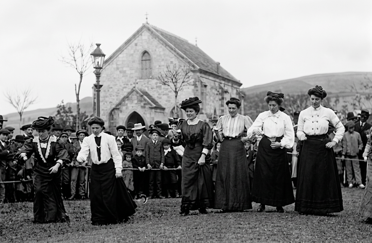 English ladies in front of the Presbyterian church at Rio Tinto