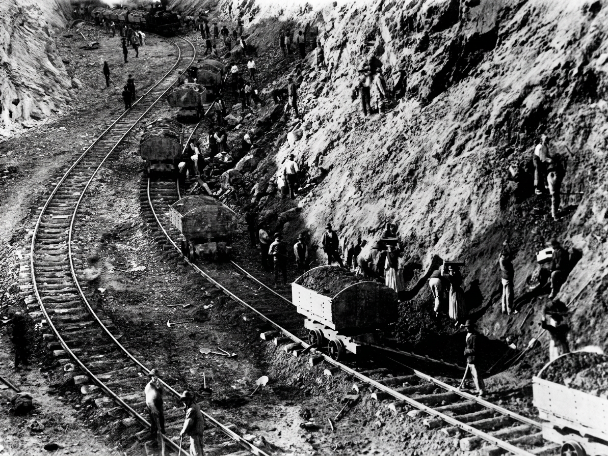 La Zarza open-pit mine (1887) run by the Tharsis Sulphur and Copper Company from Glasgow.